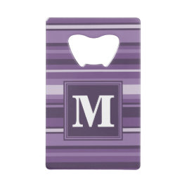 Abrebotellas De Tarjeta De Crédito Bandas de lavanda monogramo