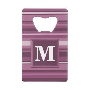 Abrebotellas De Tarjeta De Crédito Bandas de mauve monogramo