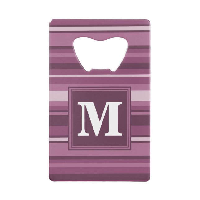 Abrebotellas De Tarjeta De Crédito Bandas de mauve monogramo (Anverso)