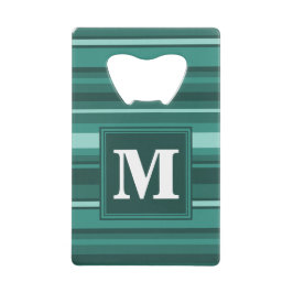 Abrebotellas De Tarjeta De Crédito Bandas verde azuladas monográficas