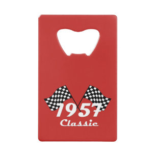Abrebotellas De Tarjeta De Crédito Bandera a Cuadros Retro 1957 Clásica en Blanco y N