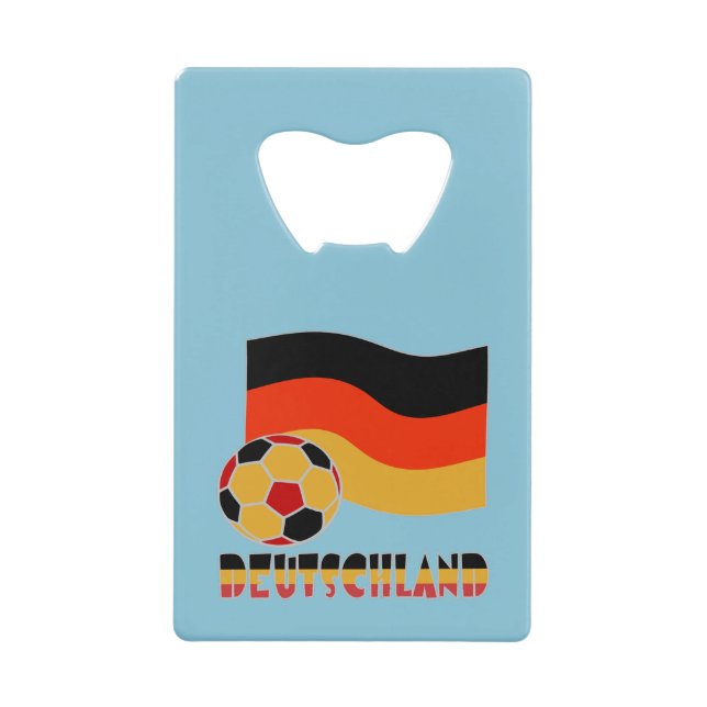 Abrebotellas De Tarjeta De Crédito Bandera alemana y frontera gris de bola de fútbol (Anverso)