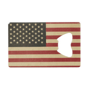 Abrebotellas De Tarjeta De Crédito Bandera americana del vintage