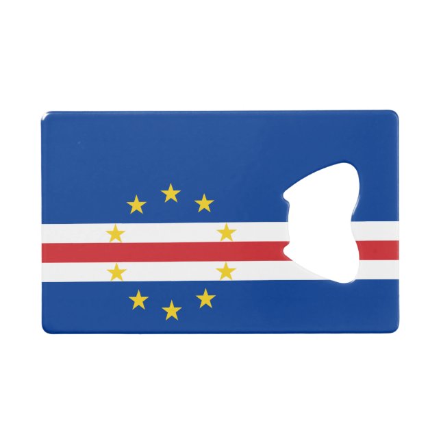 Abrebotellas De Tarjeta De Crédito Bandera de Cabo Verde (Anverso (Horizontal))