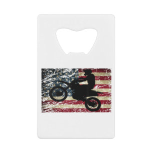 Abrebotellas De Tarjeta De Crédito Bandera de Dirt Bike Estados Unidos Camiseta Motoc