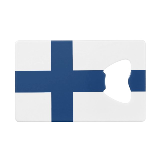 Abrebotellas De Tarjeta De Crédito Bandera de Finlandia (Anverso (Horizontal))