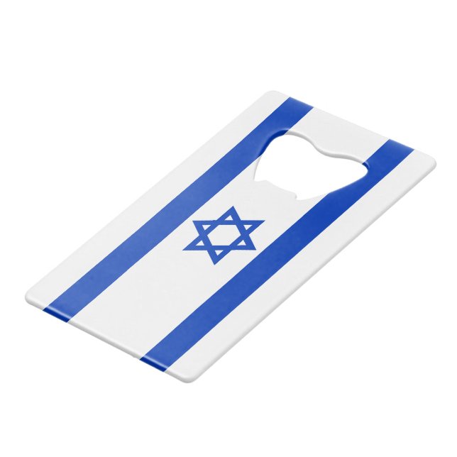 Abrebotellas De Tarjeta De Crédito Bandera de Israel moderna (Ángulo frontal)