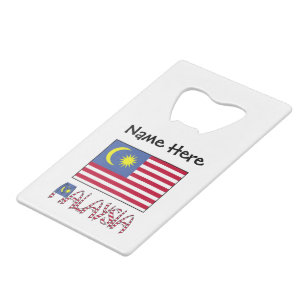 Abrebotellas De Tarjeta De Crédito Bandera de Malasia Personalización Negra