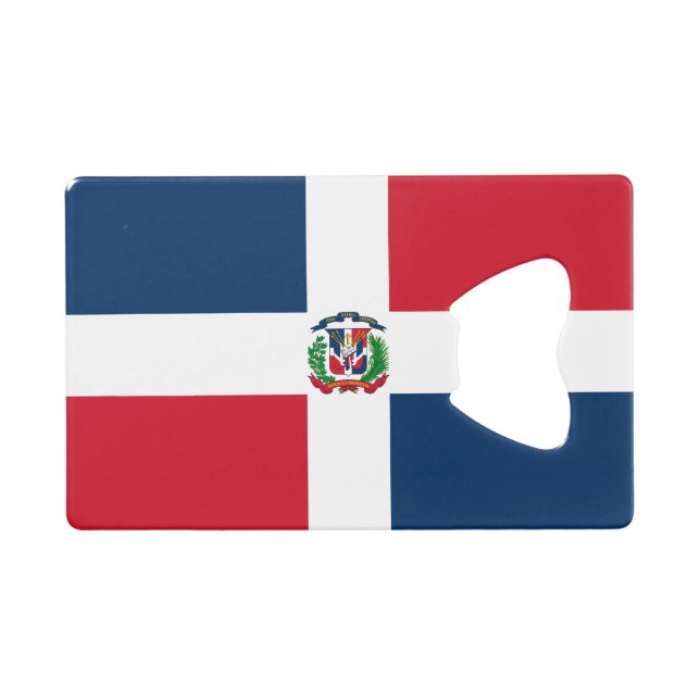 Abrebotellas De Tarjeta De Crédito Bandera de República Dominicana (Anverso (Horizontal))