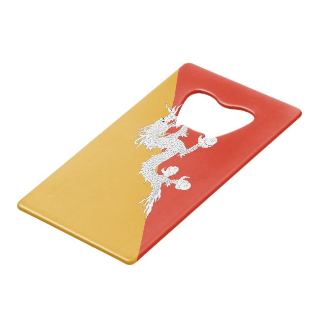 Abrebotellas De Tarjeta De Crédito Bandera patriótica de Bután (Ángulo frontal)