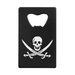 Abrebotellas De Tarjeta De Crédito Bandera Pirata Calavera Espadas Cruzadas