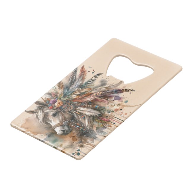 Abrebotellas De Tarjeta De Crédito Beautiful Boho Horse  (Ángulo frontal)