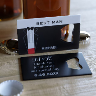 Abrebotellas De Tarjeta De Crédito Best Man Black Tuxedo Credit Card Bottle Opener