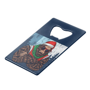 Abrebotellas De Tarjeta De Crédito Bigfoot Santa Claus en el bosque