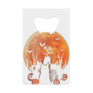 Abrebotellas De Tarjeta De Crédito Black Cats Moon Pumpkin Funny Halloween Horror Gif