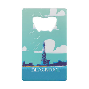 Abrebotellas De Tarjeta De Crédito Blackpool, poster de viajes vintage de Inglaterra