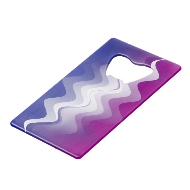 Abrebotellas De Tarjeta De Crédito Blanco morado azul (Ángulo frontal)