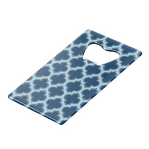 Abrebotellas De Tarjeta De Crédito Blue and Baby Blue Trellis, Lattice, Quatrefoil