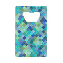 Abrebotellas De Tarjeta De Crédito Blue Aqua Moroccan Mosaic