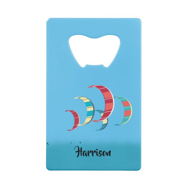 Abrebotellas De Tarjeta De Crédito Blue Kite Surfing (Anverso)