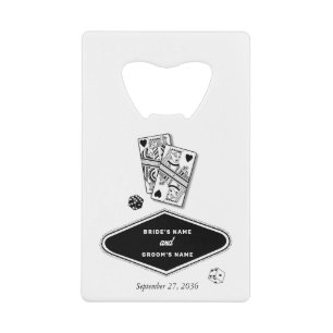 Abrebotellas De Tarjeta De Crédito Boda de destino de casino de Las Vegas en negro y