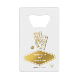 Abrebotellas De Tarjeta De Crédito Boda de destino de casino de Las Vegas oro blanco