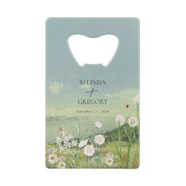 Abrebotellas De Tarjeta De Crédito Boda de paisaje montañoso de flores silvestres en