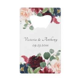 Abrebotellas De Tarjeta De Crédito Boda Elegante con Guión Floral Rosa Rubor de Borgo