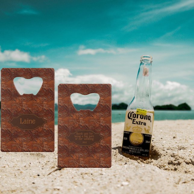 Abrebotellas De Tarjeta De Crédito Boda Faux Tooled Leather Look (Subido por el creador)