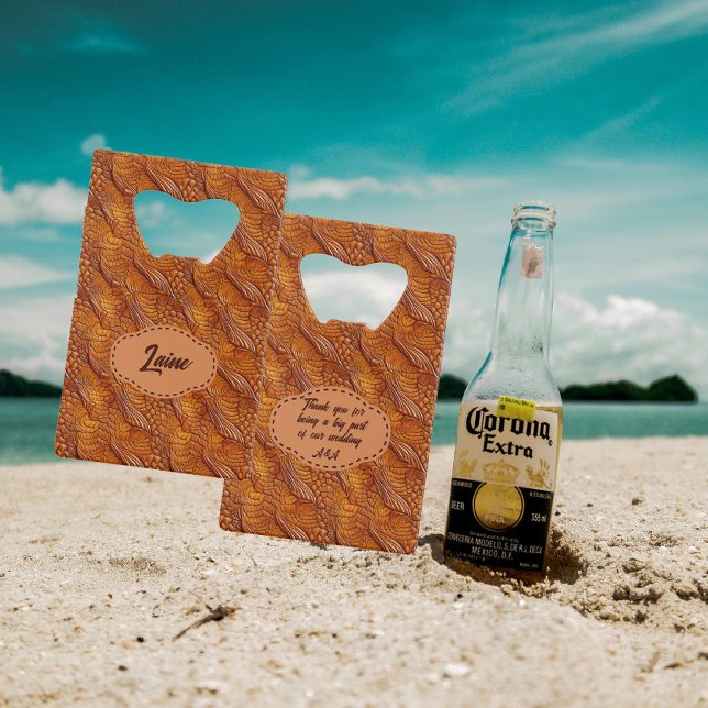 Abrebotellas De Tarjeta De Crédito Boda Faux Tooled Leather Look (Subido por el creador)