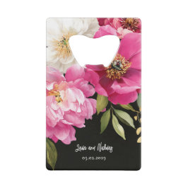 Abrebotellas De Tarjeta De Crédito Boda floral de color rosa y blanco
