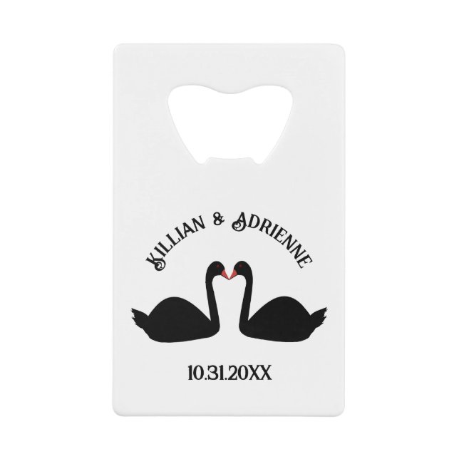 Abrebotellas De Tarjeta De Crédito Boda gótico besando a Personalizado de cisnes negr (Anverso)