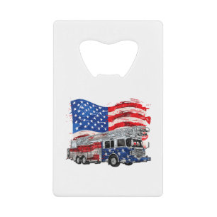 Abrebotellas De Tarjeta De Crédito Bombero de Camión de Fuego Retro Fireman Bandera d