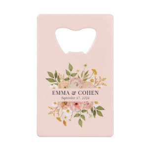 Abrebotellas De Tarjeta De Crédito Bonito floral de boda en el jardín