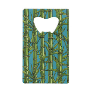 Abrebotellas De Tarjeta De Crédito Bosque de bambú en azul