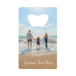 Abrebotellas De Tarjeta De Crédito Botella de texto fotográfico personalizado abre el