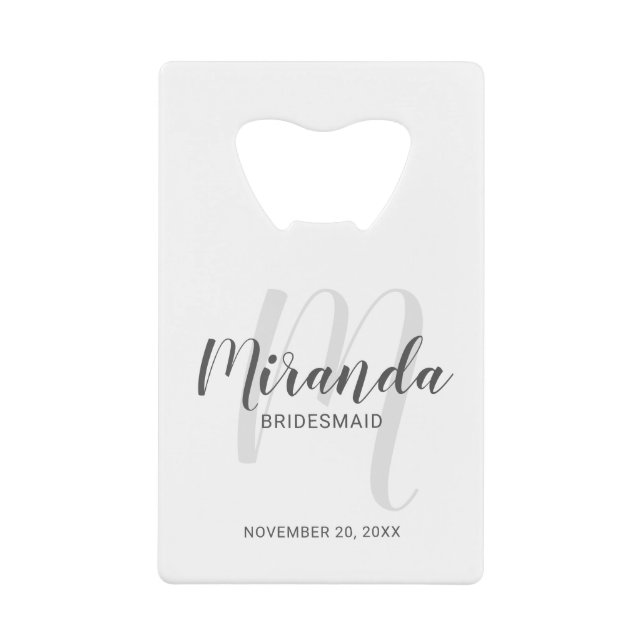 Abrebotellas De Tarjeta De Crédito Bridesmaid personalizada de escritura moderna (Anverso)