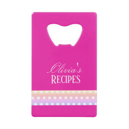 Abrebotellas De Tarjeta De Crédito Bright Pink and Pola Dots 