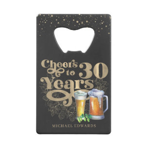 Abrebotellas De Tarjeta De Crédito Brindis por 30 años   Botella Vintage Personalizad