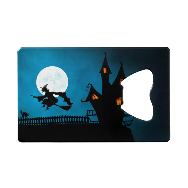 Abrebotellas De Tarjeta De Crédito Bruja voladora (Reverso Horizontal)