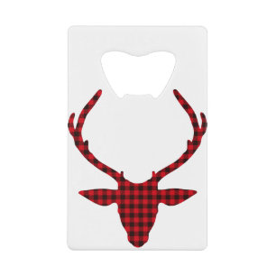 Abrebotellas De Tarjeta De Crédito Buffalo Plaid Deer Deer Christmas Antlers Holiday.