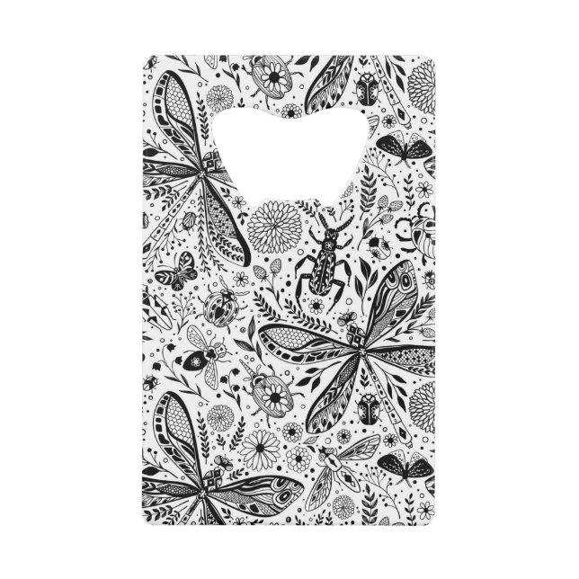 Abrebotellas De Tarjeta De Crédito Bugs de garabatos en azul oscuro (Anverso)