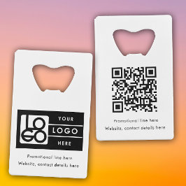 Abrebotellas De Tarjeta De Crédito Business Rectangle Logo Text Promo QR Code