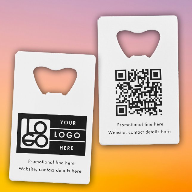 Abrebotellas De Tarjeta De Crédito Business Rectangle Logo Text Promo QR Code (Business Rectangle Logo Text Promo QR Code Credit Card Bottle Opener)