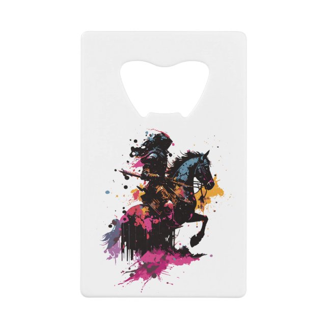 Abrebotellas De Tarjeta De Crédito Caballo de guerrero en acuarela (Anverso)