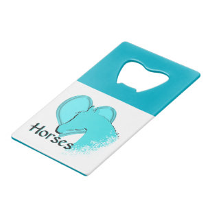Abrebotellas De Tarjeta De Crédito Caballos de Corazón III (aqua)