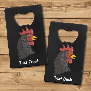 Abrebotellas De Tarjeta De Crédito Cabeza de Rooster Negro