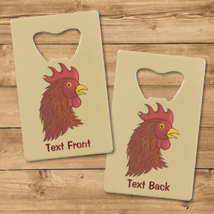 Abrebotellas De Tarjeta De Crédito Cabeza del Gallo Rojo