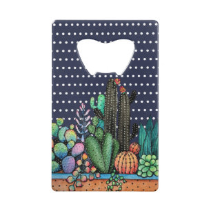 Abrebotellas De Tarjeta De Crédito Cactus Garden Cute Watercolor En Pot