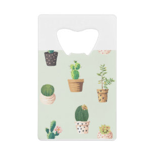 Abrebotellas De Tarjeta De Crédito Cactus Plants Pots Flowe Pattern Cute